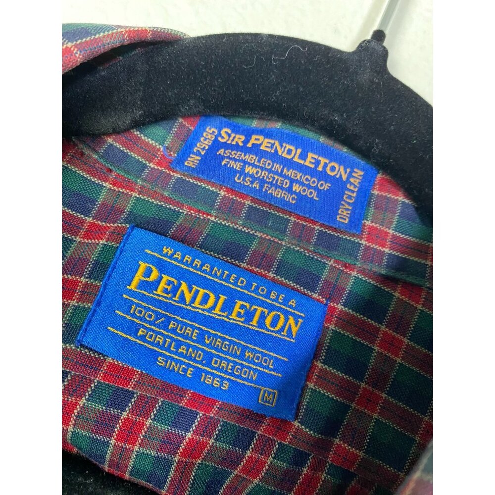 Pendleton 100% Pure Virgil Wool Mens Red Green Plaid Button Up Shirt Size Medium - Picture 3 of 13